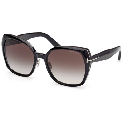 Tom Ford Women's Sunglasses Plum Shiny Black Butterfly Shape Frame FT1223 5801B
