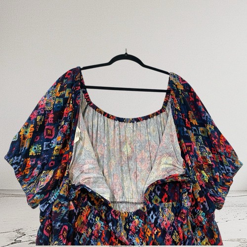 Vestido Terra & Sky Mezcla de Lino Para Mujer Talla 3X Multi Ikat Manga Abullonada Lazo Trasero - Imagen 14 de 22