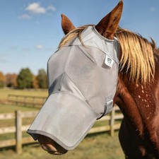 Horse Fly Mask with Ears no Nose, Breathable Mesh UV Protect L 