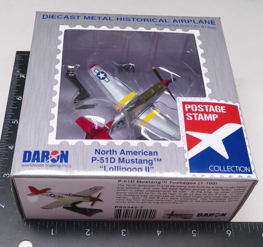 1:100 P-51D Mustang Tuskegee Lollipop Plane Daron Stamp PS5342-7