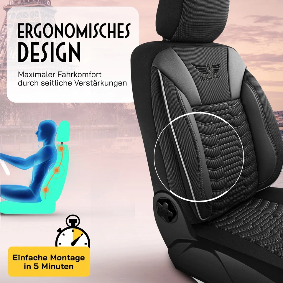 Car Seat Covers Protector Covers Fits Subaru Justy Gray Complete M03K - Image 4 of 4