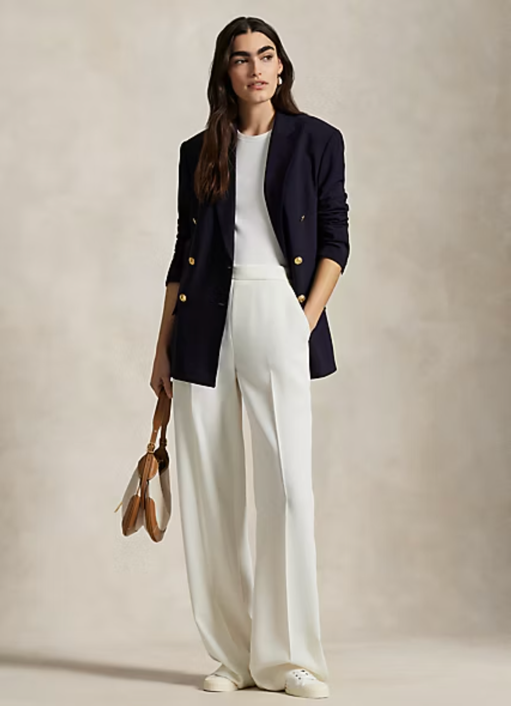 Polo Ralph Lauren Women Cream Satin Wide-Leg Pants Size 14 NWT