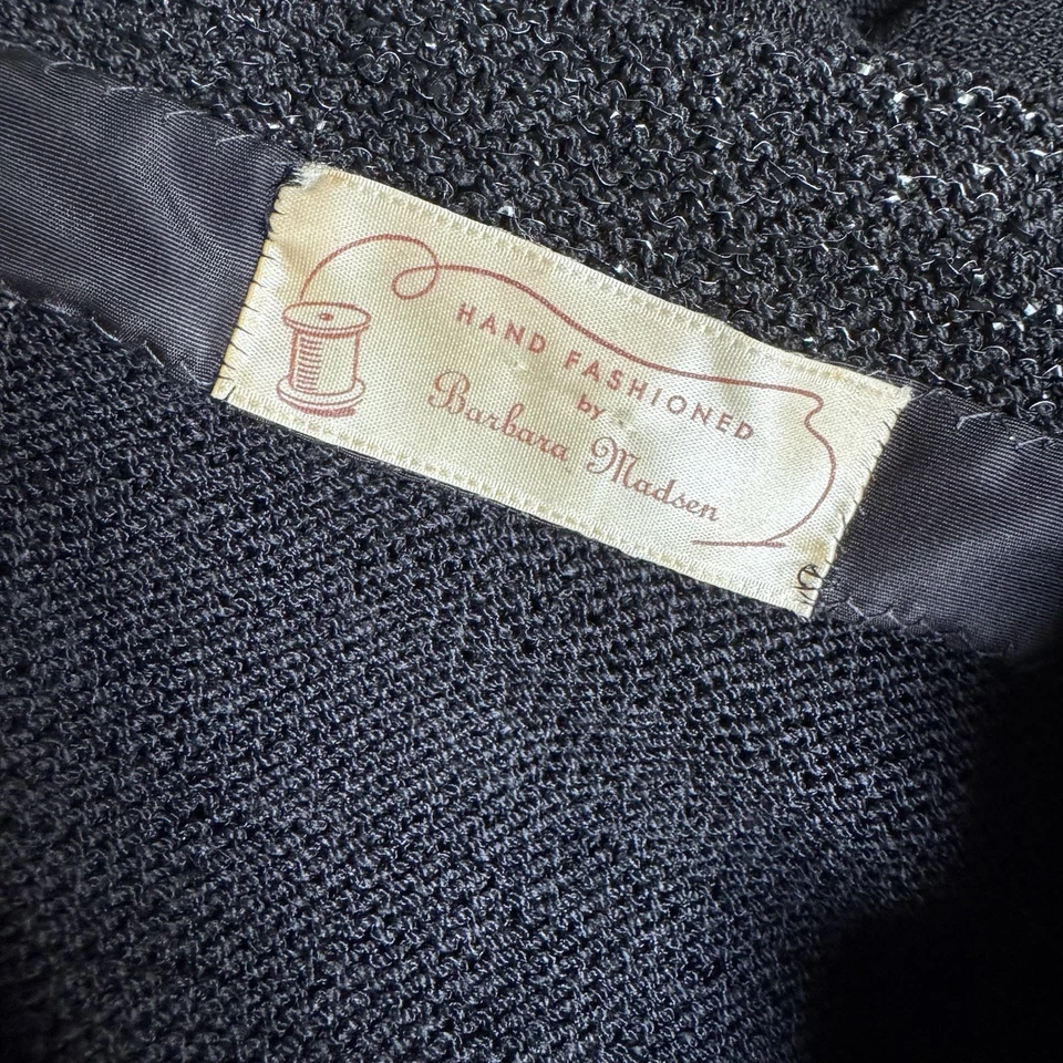 Vestido brillante tejido negro vintage de los años 50 - hecho a mano talla L-XL Foto 4 de 4