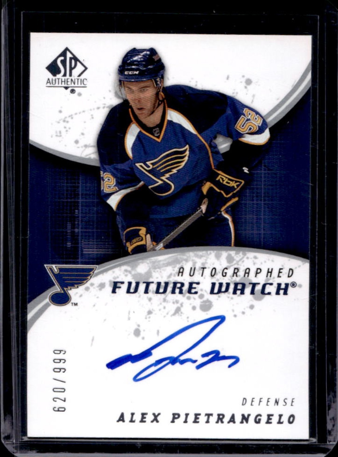 2008-09 SP Authentic Alex Pietrangelo RC Auto Future Watch #620/999 Blues
