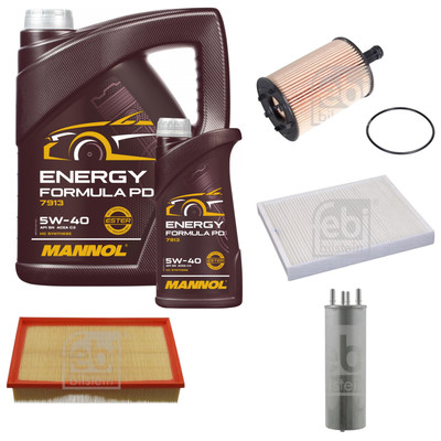 FEBI BILSTEIN Inspektionspaket 6L MANNOL Energy Formula PD 5W-40 für VW