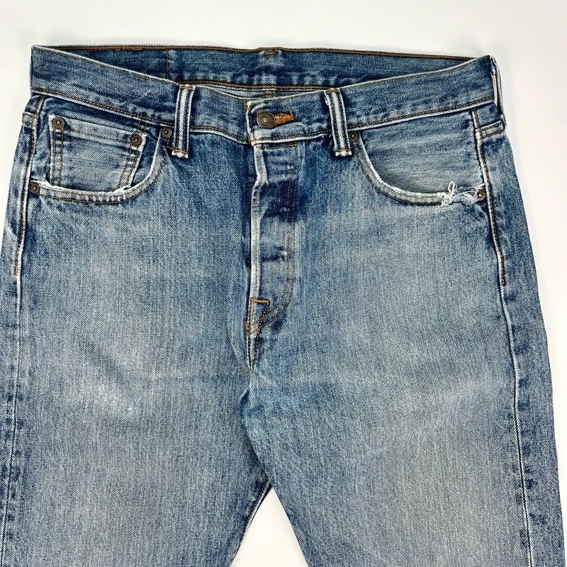 Levis 501 Jeans Men’s W30 L30 Blue Regular Fit Denim Trousers Button image 4