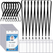 200 Pcs Name Tag Lanyards with ID Holder Lanyards for ID Badges Resealable Flat