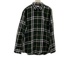 Burberry London England Nova Check Shirt Men M - L Green Plaid Long Sleeve C17
