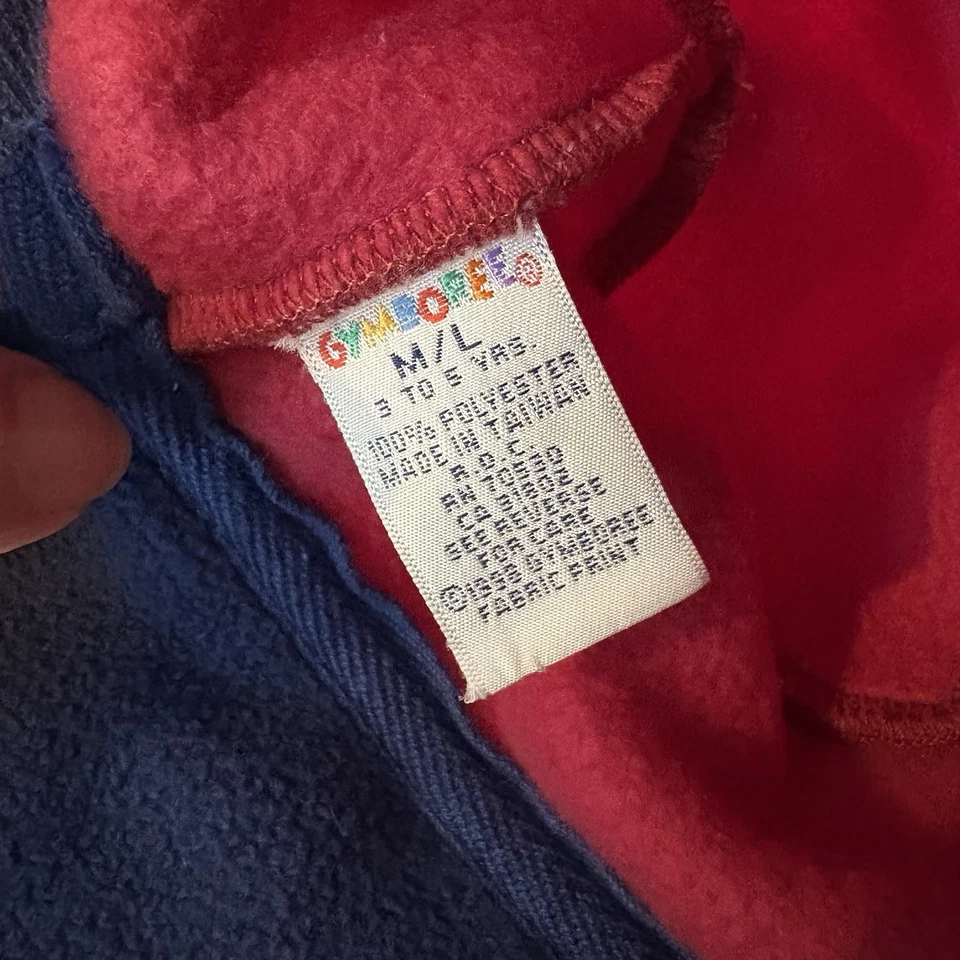 Vintage 1998 Gymboree Fleece Hat Beanie M/L  3-5 Years Rainbow Tag Flowers Red - Image 4 of 4