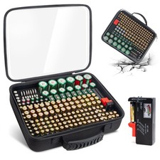 Battery Organizer Storage Case with Tester, Hardshell Portable Checker Carryi...