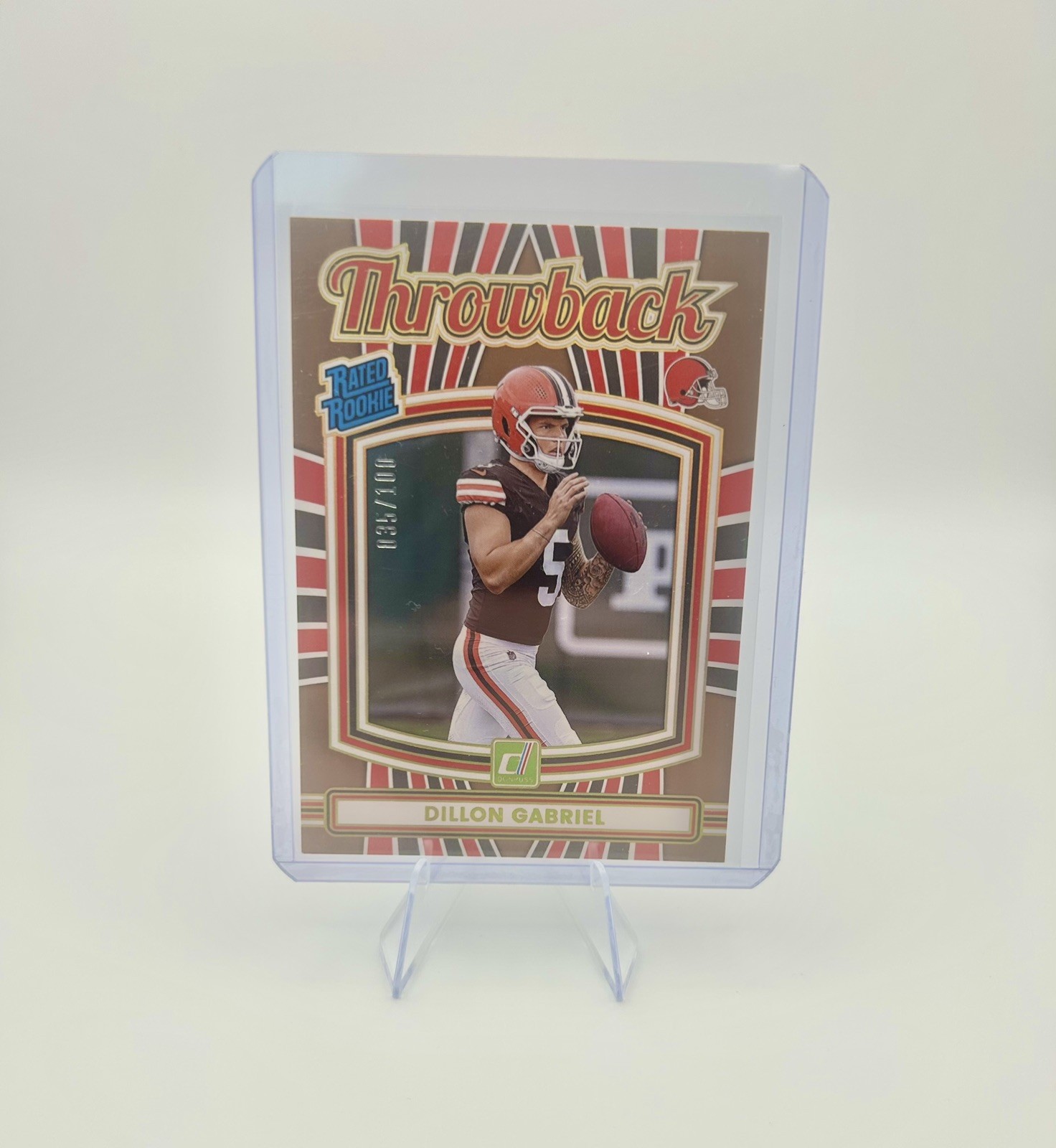 2025 Panini Donruss NFL Rated Rookie Throwback Dillon Gabriel /100  RC Browns