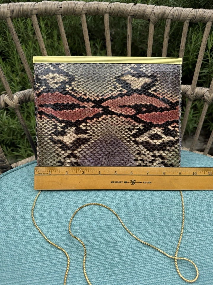 Bolso de Mano Judith Leiber Nuevo con Etiquetas Piel de Serpiente Noche De Colección Foto 2 de 4