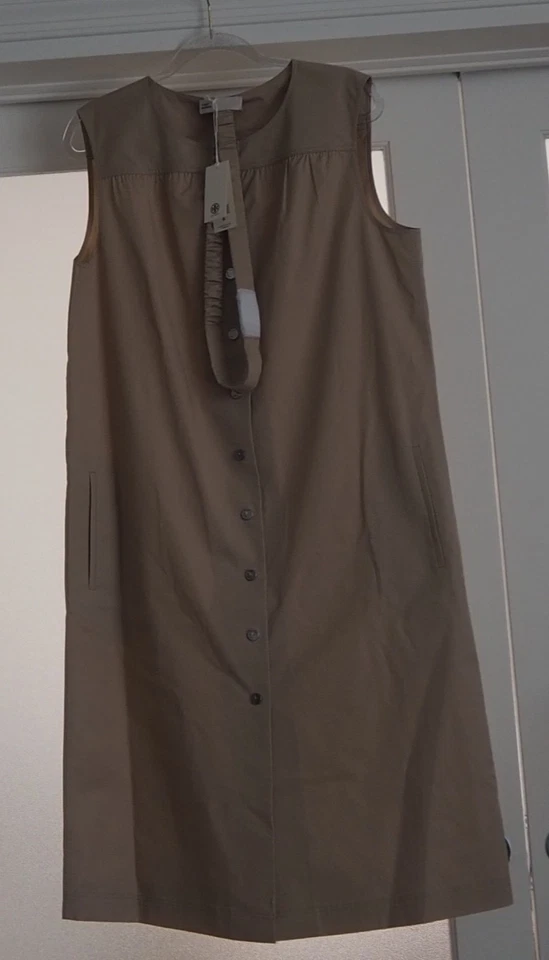 Vestido Tory Burch algodão popeline pomba cinza (caqui) tamanho 14 novo com etiquetas - Imagem 2 de 4