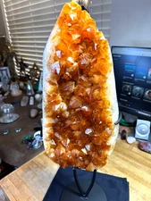 Citrine Crystal Gemstone Energizing Healer Geode With Custom Stand Specimen 306