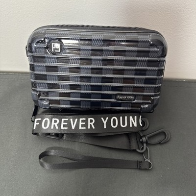 Forever Young Black Hard Shell Mini Suitcase Look Crossbody Travel Bag NEW