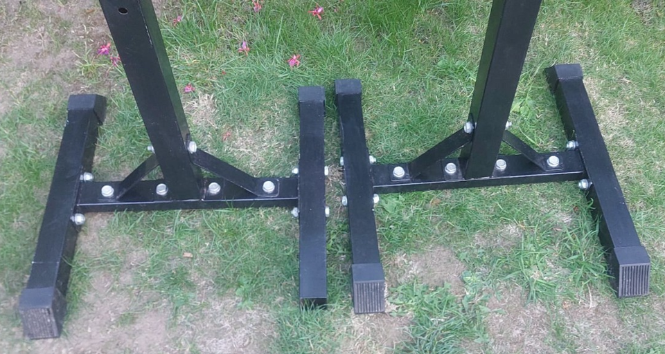 Black Adjustable Squat Rack Stands Pair for Bench Press & Weight ...