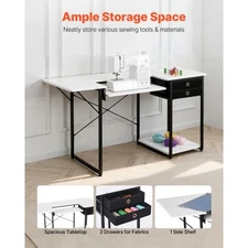 Sewing Table, Multipurpose Sewing Machine Table with Drawers, Foldable Side Shel