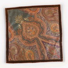 VTG Ralph Lauren Silk Paisley Wool Tweed Sham Velvet Trim Buttons 18"x18" NWT
