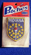 Indiana Torch & Stars Iron-On State Patch by Baxter Lane - Brand New, Vintage