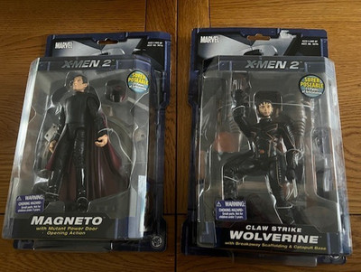 X-Men 2 X2 United 6'' Magneto & Wolverine Figur Toy Biz (2003) EX/EX Zustand