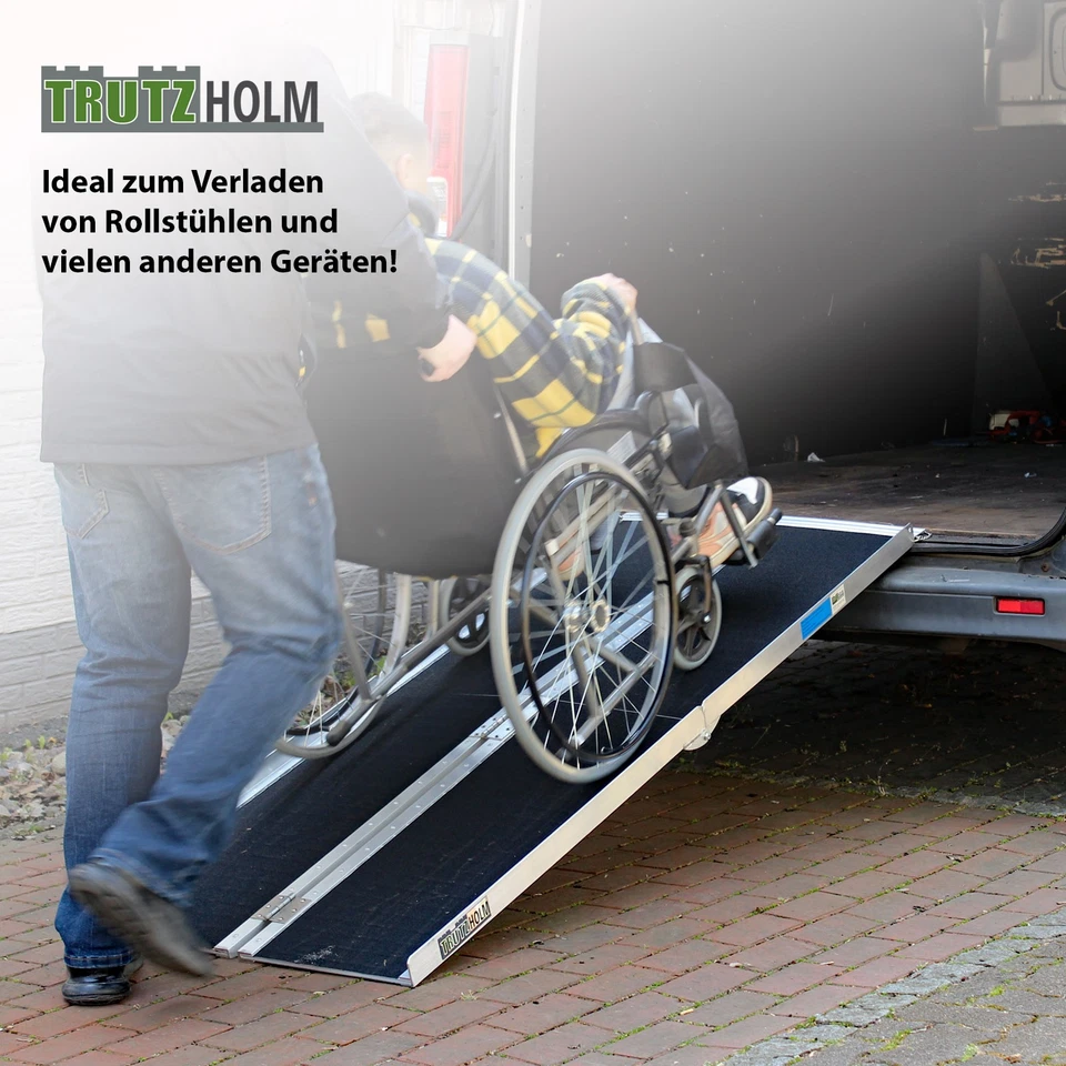 Rollstuhlrampe Kofferrampe doppelt klappbar 183cm Alu Friktionsbeschichtung - Bild 4 von 4