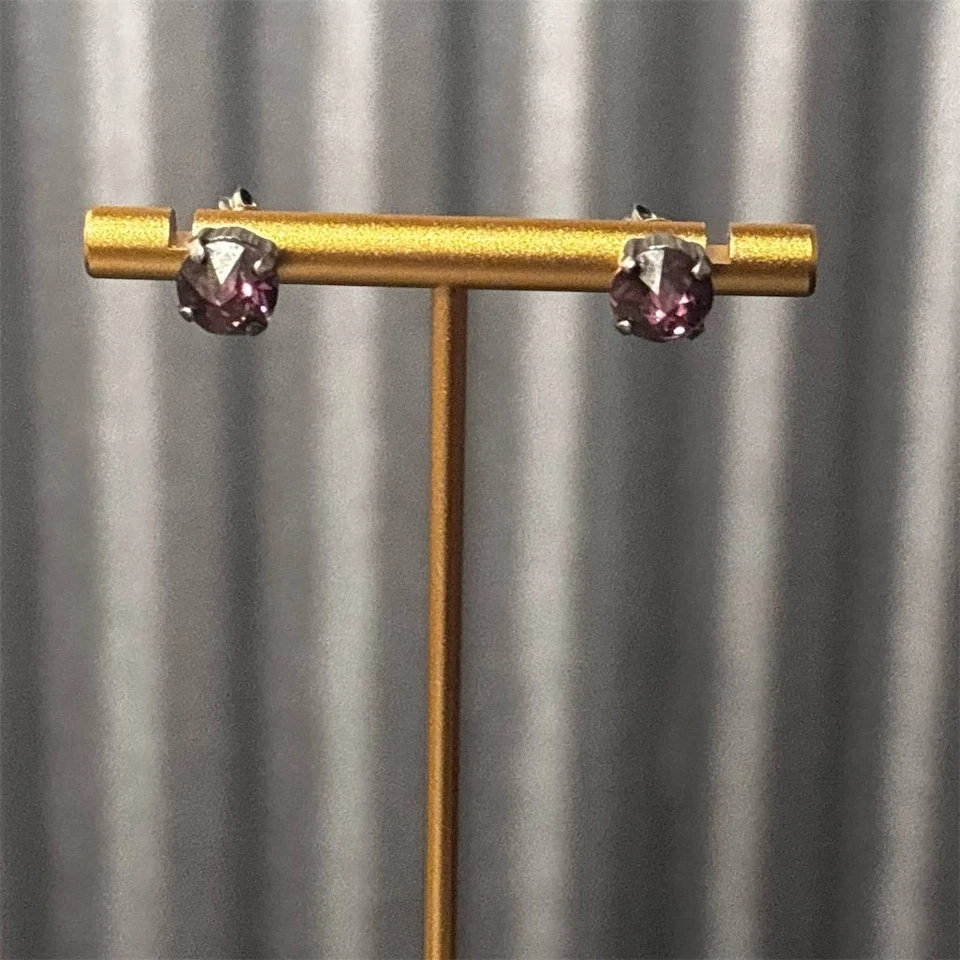 Sabika Stud Earrings Womens Pink Crystal Silver Tone Post Back - Image 4 of 4