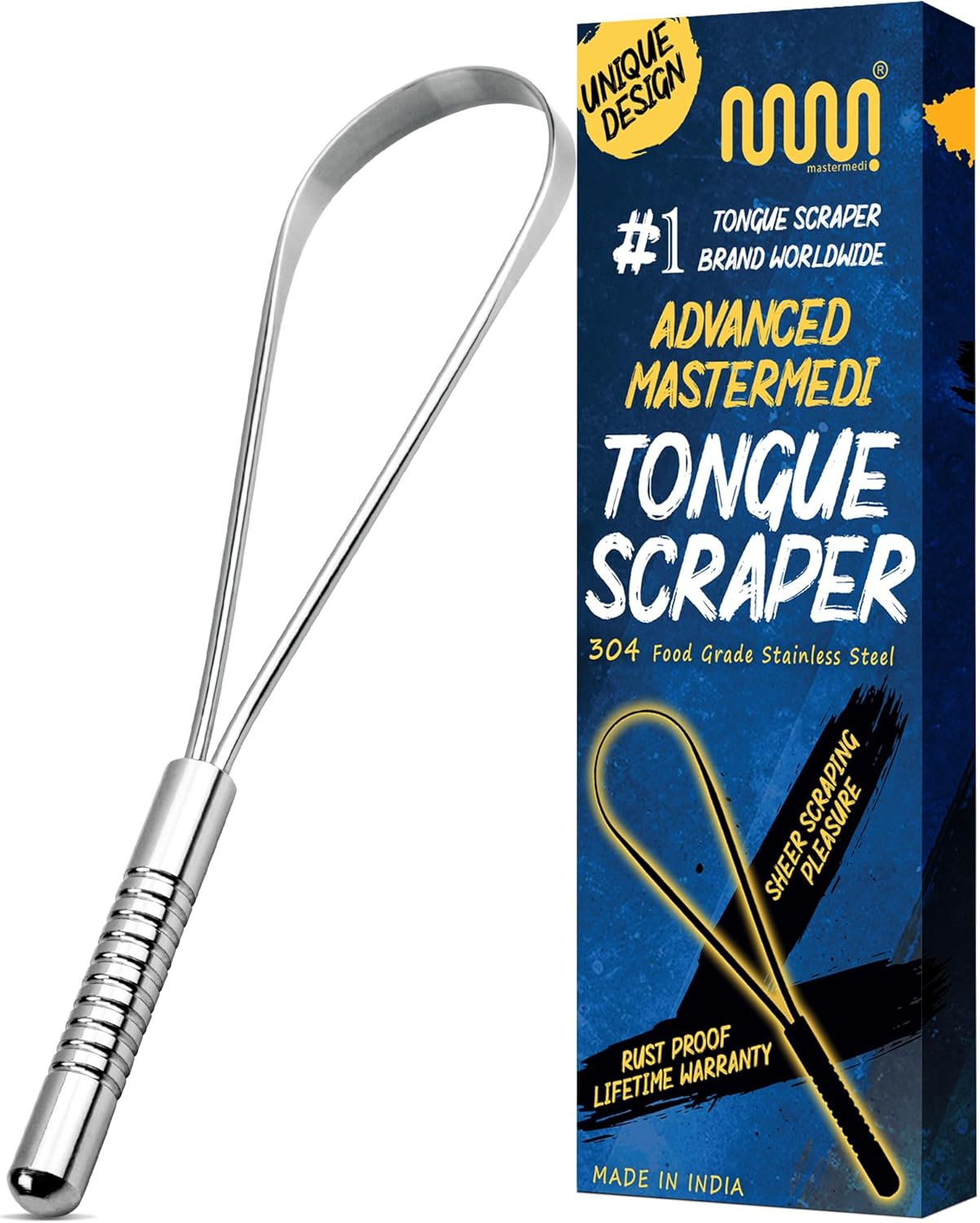 Tongue Scraper, Bad Breath Treatment for Adults & Kids, Medical Grade 100% Stain