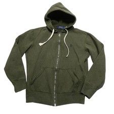 Polo Ralph Lauren Hoodie Womens Small Green Full Zip Fleece Sweatshirt Pony Logo