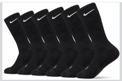 Nike Everyday Cushion Crew Socks, Size XL 12-15 - Black - 6 Pair