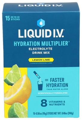 Liquid IV Hydration Lemon Lime 15 Ct 8.4 oz (Pack of 4)