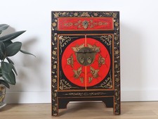chinesische Kommode Sideboard 1 Schublade 2 Türen bemalt schwarz #M-KOM-A42B