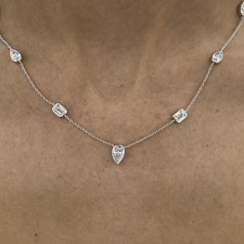 Pear  Emerald Lab Grown Diamond Wife Gift Necklaces Chain 18" 14k White Gold