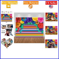 Mexican Fiesta Backdrop 7x5FT Yellow  Rainbow Stripes Party Decor