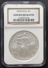2008 NGC $1 0.999 Fine American Silver Eagle Dollar 1 Oz  GEM UNCIRCULATED #030