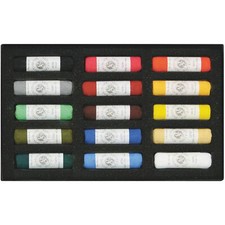 MUNGYO Gallery Artists' Handmade Soft Pastel 15 Colors Hand Rolled MPHM-15
