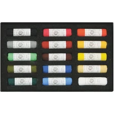 MUNGYO Gallery Artists' Handmade Soft Pastel 15 Colors Hand Rolled MPHM-15