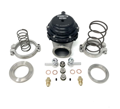 Vendetta Motors 44mm Black External Wastegate - Compatible With Tial MVR, 14 PSI Spring, V-Band 13 thumbnail image