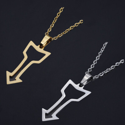 Stainless Steel Pendant Necklace Lobster Arrows Silver 17.7'' 1.5mm Z593