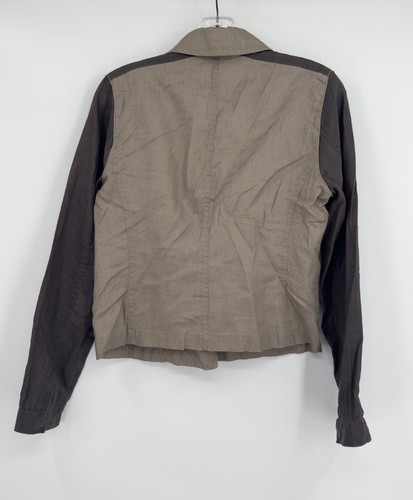 Eileen Fisher Taupe Organic Linen Moto Jacket Asymmetric Zip Sz XS - Picture 5 of 9