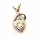 14k white gold .50ct I1 G round diamond solitaire pendant charm slide .9g estate — photo 5