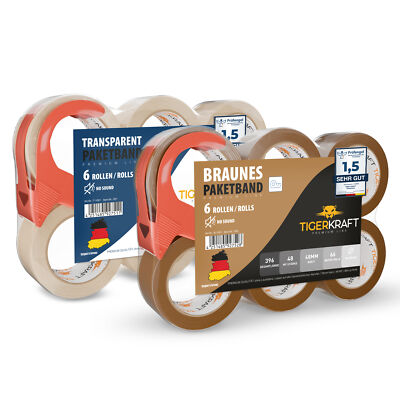 TIGERKRAFT Premium Klebeband, Paketband inkl. Abroller - Packband