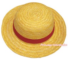 One Piece Yellow Red Ribbon Luffy Straw Hat Cosplay Adult Costume Hair Accessory