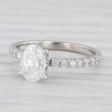 1.38ctw VS2 Oval Diamond Engagement Ring 14k White Gold Size 6.75 GIA