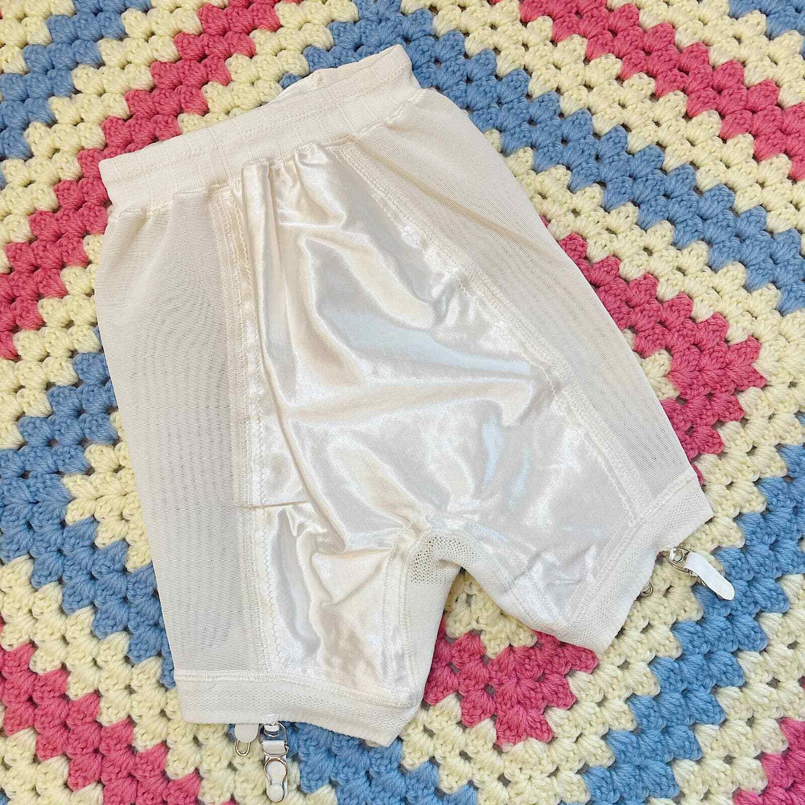 Size XS/S Vassarette White Lace and Satin Shapewear Shorts with Garters eBay