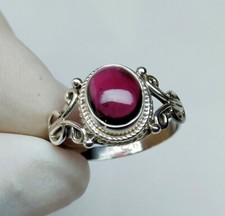 925 Sterling Silver Ring Natural Red Garnet Ring Gemstone Ring Fine Jewelry R84