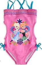 DISNEY Store Frozen Elsa Anna One Piece Bathing Suit Swimsuit Size 5/6 New Tags