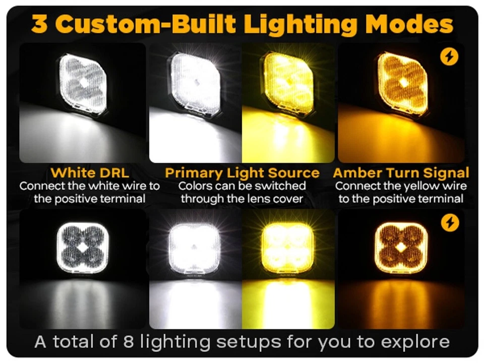 2x Luces antiniebla LED AUXBEAM 3" DRL y señal de giro ámbar para Nissan Sentra 2007-2012 Foto 2 de 4