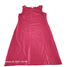 Talbots Sleeveless Scalloped Scoop Neck Shift Dress Women's Size S Pink Stretch