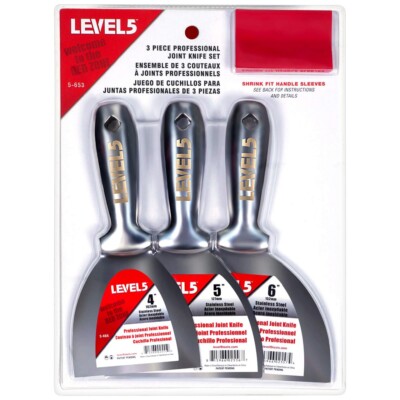 LEVEL5 Fugenmesser Set 3 Stück Spachtel Geschweißt Edelstahl Malerspachtel 5-653