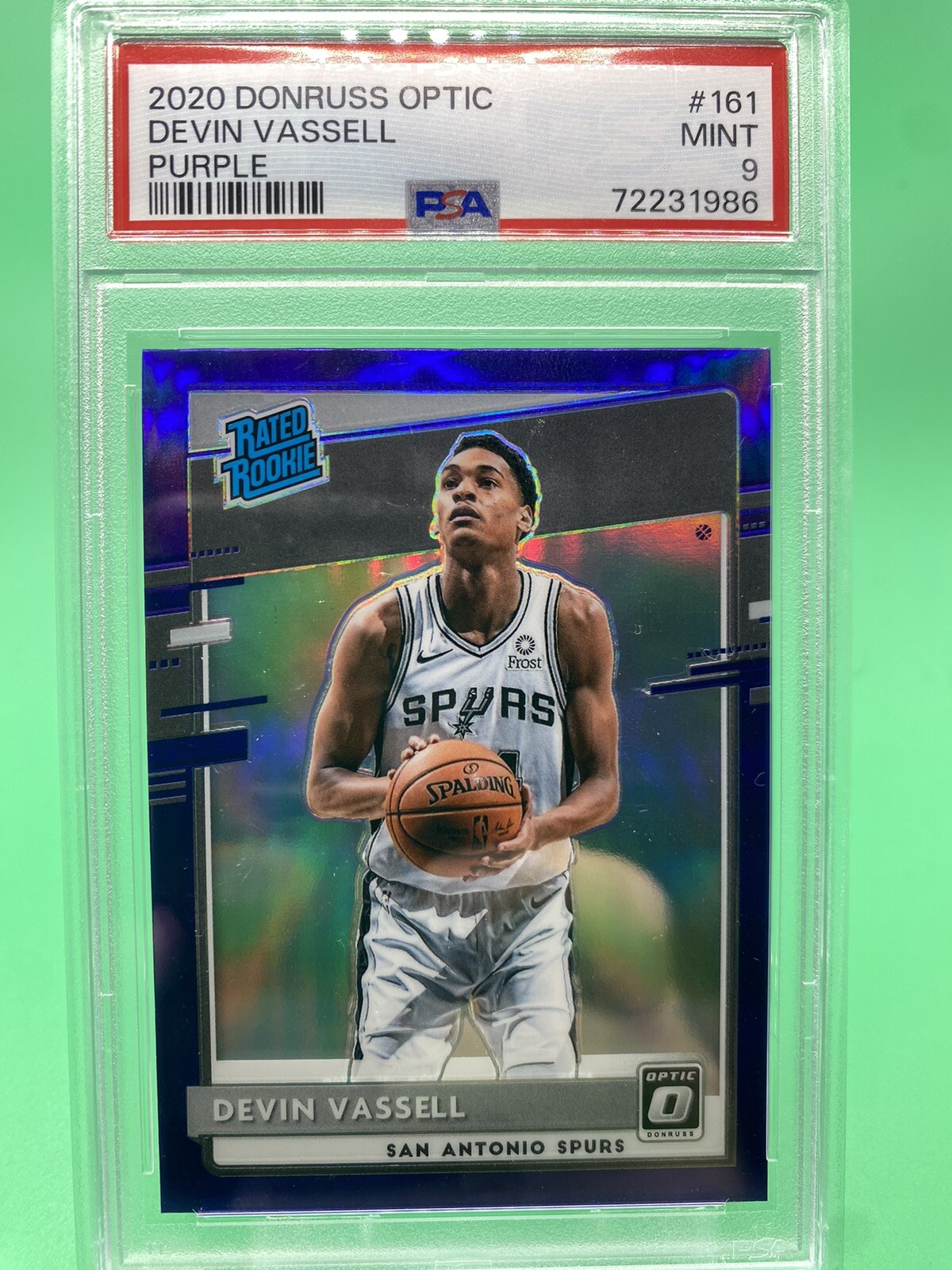 2020-21 Donruss Optic Purple Devin Vassell Rated Rookie Card RC #161 PSA 9